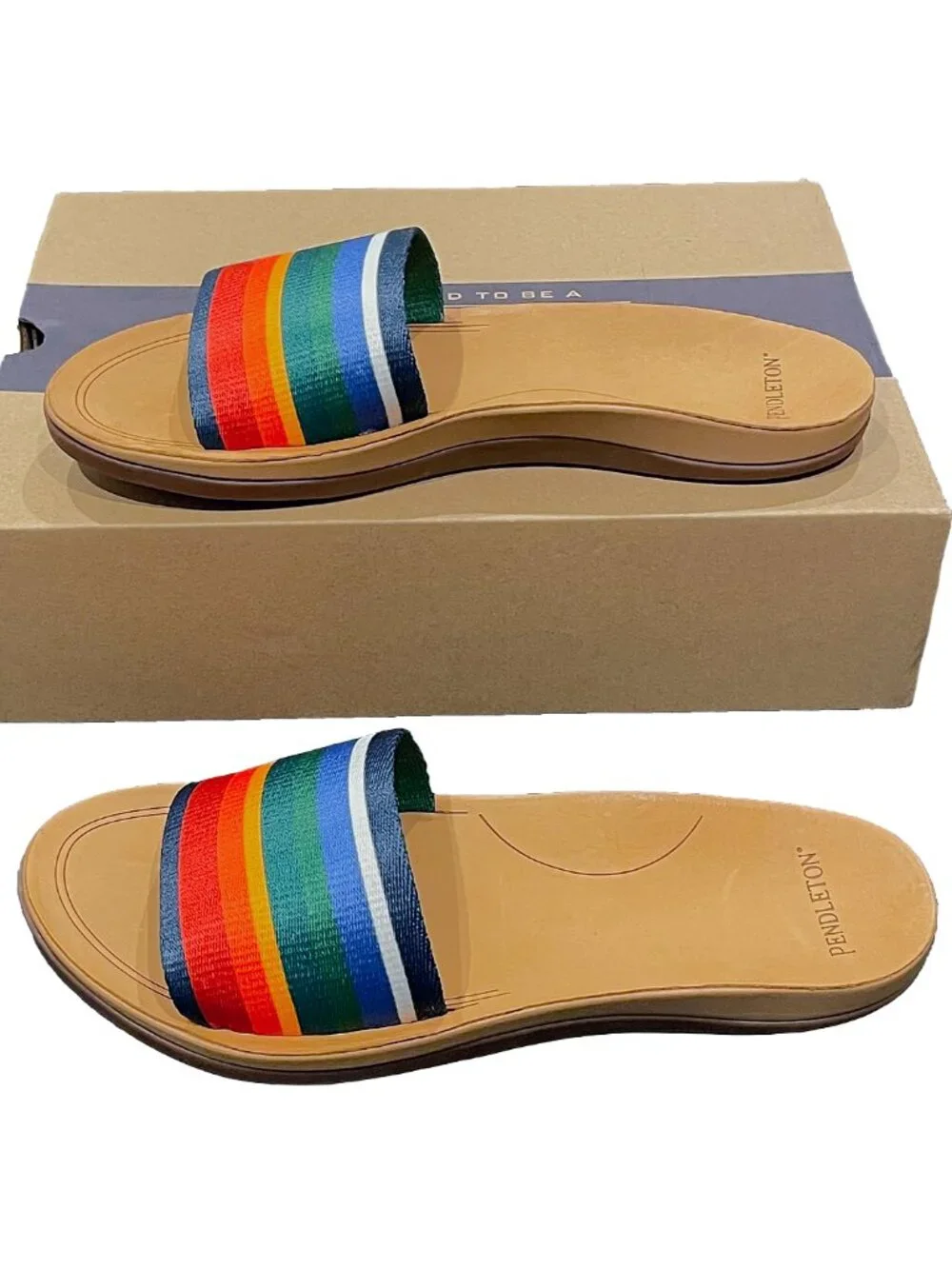 Pendleton Crater Lake National Park Slide Sandals Rainbow Stripe Size 8